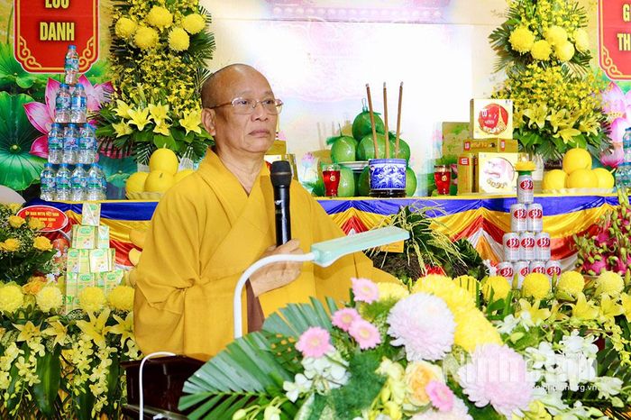 Hòa thượng Thích Quảng Hà, Phó Chủ tịch Hội đồng Trị sự Giáo hội Phật giáo Việt Nam, Trưởng Ban Trị sự Giáo hội Phật giáo Việt Nam tỉnh phát biểu tại Đại lễ.