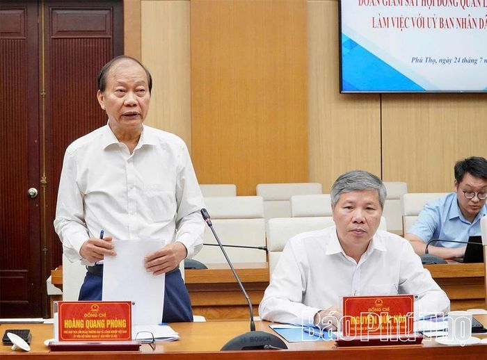 Phó Chủ tịch Liên đoàn Thương mại và Công nghiệp Việt Nam Hoàng Quang Phòng phát biểu kết luận buổi giám sát.