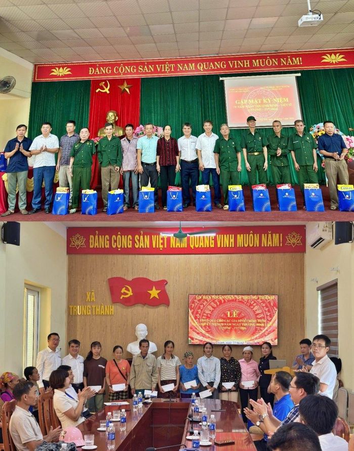 Trao quà cho thương binh, người có công tại các xã Trung Sơn và Trung Thành.