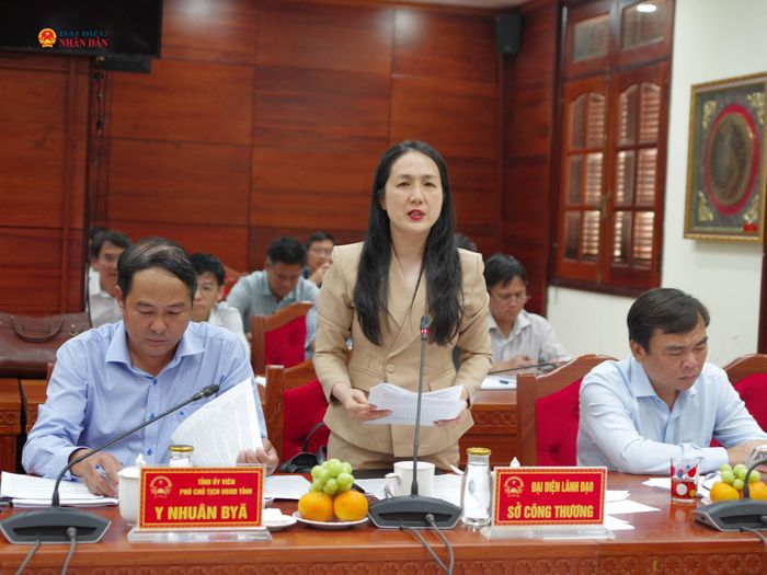 Đại diện Sở Công Thương báo cáo với Đoàn công tác