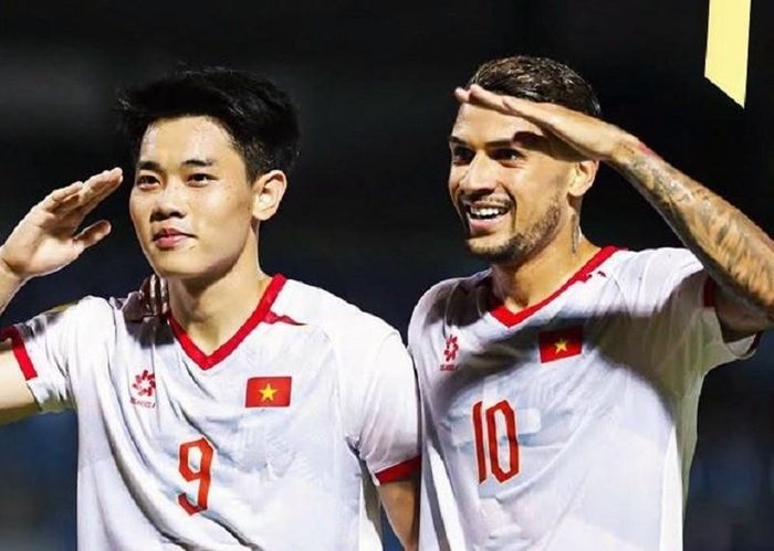 Tuyển Việt Nam dẫn trước Timor-Leste với tỷ số 5-0 khi hiệp một khép lại. Ảnh: Liên đoàn Bóng đá Việt Nam