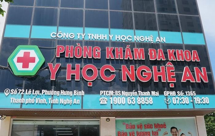 Phòng khám Đa khoa Y học Nghệ An nơi xảy ra vụ việc. Ảnh: Công an Nghệ An