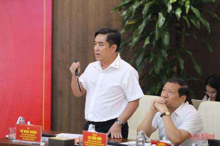 Ông Hồ Minh Hoàng, Chủ tịch Hội đồng quản trị Công ty cổ phần tập đoàn Đèo Cả phát biểu tại cuộc họp.