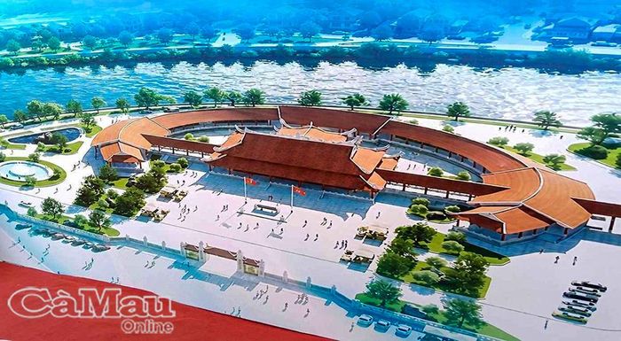 Phối cảnh Ðền Tưởng niệm anh hùng liệt sĩ và người có công tỉnh Cà Mau.