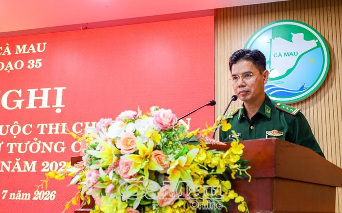 Thượng tá Nguyễn Chí Nguyện, Phó Chủ nhiệm Chính trị Bộ đội Biên phòng tỉnh Cà Mau, chia sẻ kinh nghiệm trong công tác chỉ đạo, tổ chức tham gia cuộc thi.