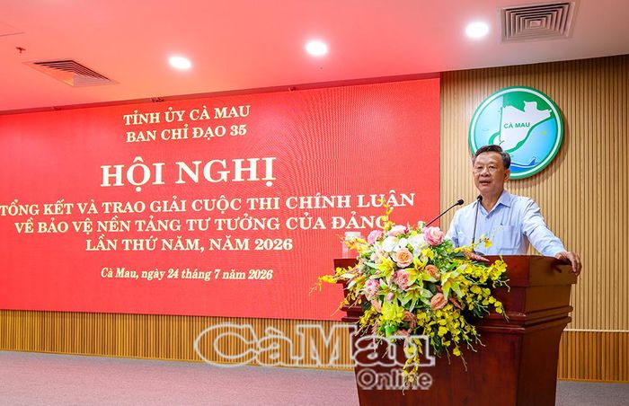 Đồng chí Hồ Trung Việt, Trưởng Ban Tuyên giáo và Dân vận Tỉnh ủy, Trưởng Ban tổ chức cuộc thi, phát biểu đánh giá kết quả và định hướng tiếp tục nâng cao chất lượng cuộc thi.
