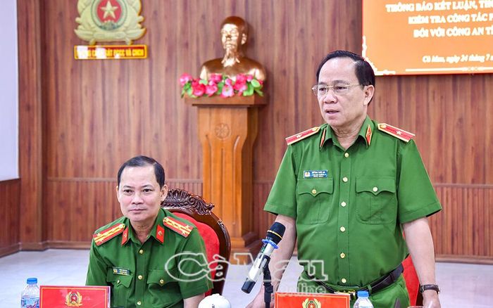 Thiếu tướng Huỳnh Thới An, Phó Cục trưởng Cục Cảnh sát Phòng cháy, chữa cháy và Cứu nạn, cứu hộ (Bộ Công an), phát biểu tại buổi thông báo kết luận kiểm tra.