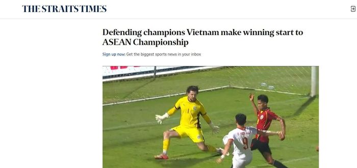 Tờ The Straits Time đánh giá cao chiến thắng của tuyển Việt Nam.