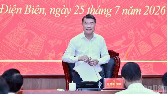 Thủ tướng Chính phủ Lê Minh Hưng chủ trì cuộc làm việc với Ban Thường vụ Tỉnh ủy Điện Biên. (Ảnh: THANH GIANG)