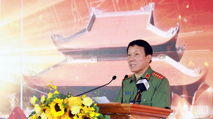  Đại tướng Lương Tam Quang, Bộ trưởng Bộ Công an phát biểu tại lễ khánh thành.