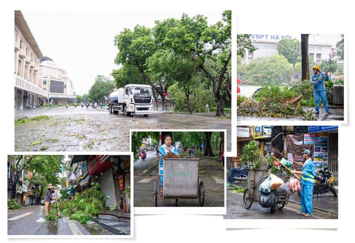 Thành phố đã thay đổi rất nhiều, nhưng điều đáng quý là, giữa những đổi thay ấy, vẫn còn biết bao con người lặng lẽ gìn giữ những chuẩn mực ứng xử đã trở thành nếp sống. Trong ảnh: Người dân Thủ đô chung tay khắc phục thiệt hại sau cơn bão Yagi.