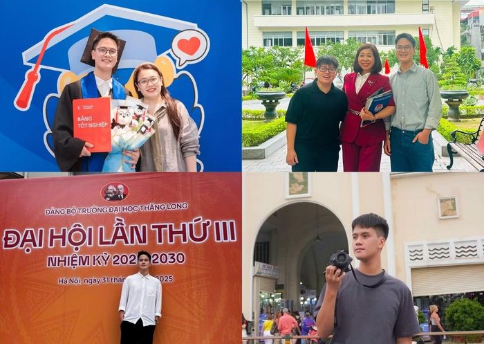 Hoàng Nhật Cường chụp ảnh lưu niệm cùng các giảng viên, những người đồng hành và truyền cảm hứng trong hành trình học tập, nghiên cứu của nam sinh.