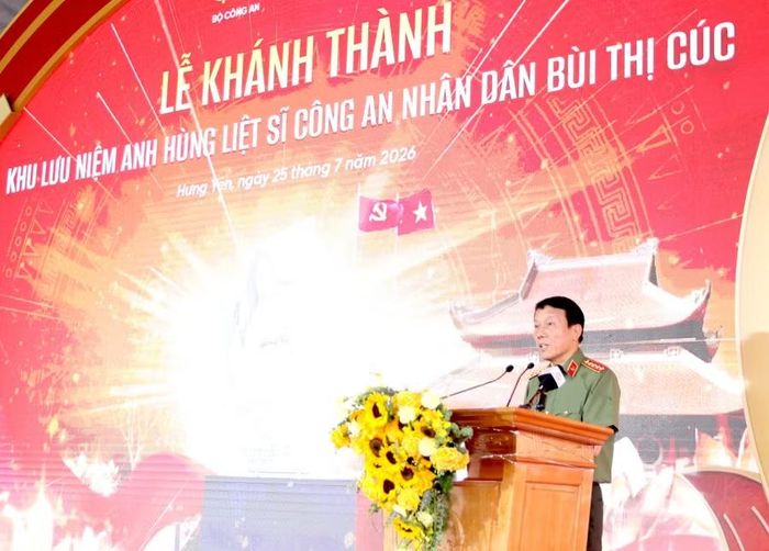 Đại tướng Lương Tam Quang - Ủy viên Bộ Chính trị, Bộ trưởng Bộ Công an phát biểu tại buổi lễ.