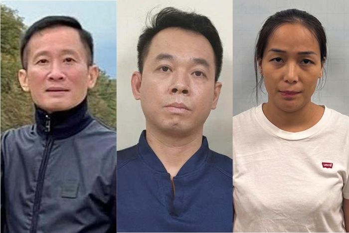Các đối tượng (từ trái sang): Bùi Chân Phương, Hà Văn Nam và Trần Thị Hồng Hạnh. Ảnh: Bộ Công an