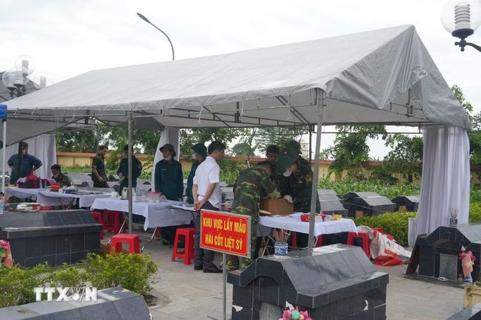 Tại khu vực lấy mẫu, không khí làm việc luôn được giữ nghiêm trang, đúng quy trình kỹ thuật. (Ảnh: Khiếu Tư/TTXVN)