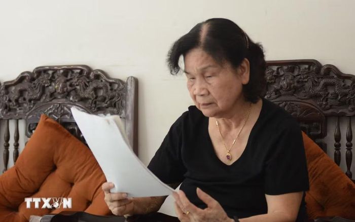 Bà Hoàng Thị Nở - thành viên Tiểu đội 11 cô gái sông Hương. (Ảnh: Văn Dũng/TTXVN)