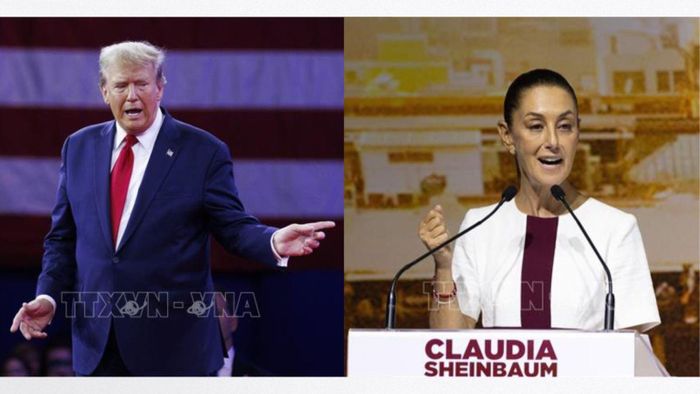 Tổng thống Mỹ Donald Trump (trái) và Tổng thống Mexico Claudia Sheinbaum. Ảnh: THX/TTXVN