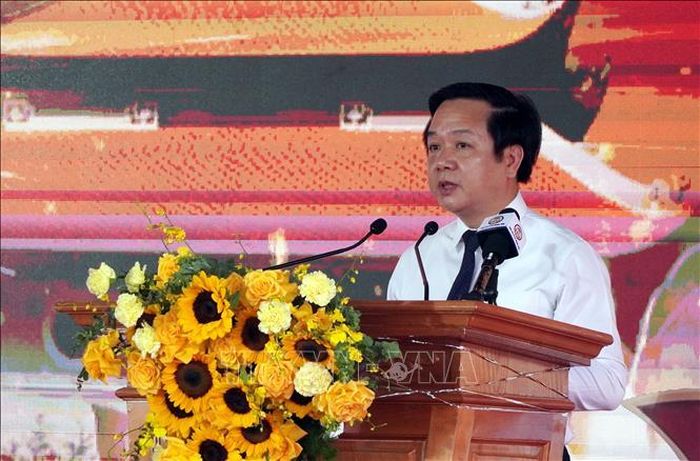 Bí thư Tỉnh ủy Hưng Yên Phạm Quang Ngọc phát biểu tại buổi lễ. Ảnh: Đinh Văn Nhiều/TTXVN