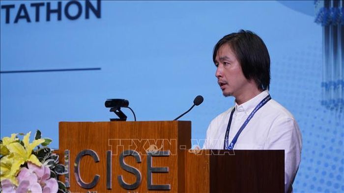 PGS.TS. Nguyễn Lương Quang, Giám đốc Khoa học và Phát triển Mạng lưới VNQuantum, phát biểu tại lễ khai mạc. Ảnh: Đình Quân/TTXVN