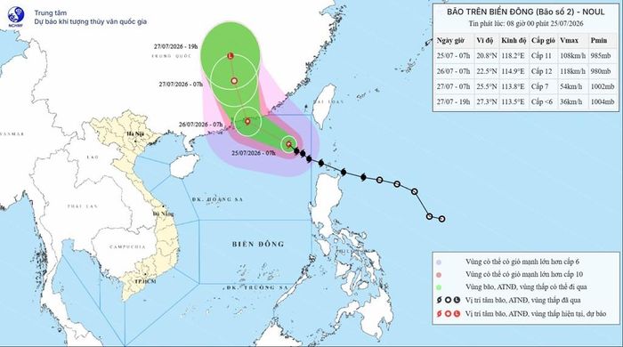 Đường đi của bão số 2.