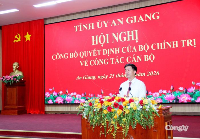 Tân Bí thư Tỉnh ủy An Giang Lê Quang Tùng phát biểu nhận nhiệm vụ