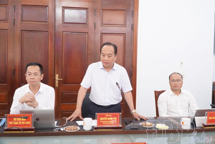 Phó Chủ tịch UBND tỉnh Nguyễn Minh Phú phát biểu tại buổi làm việc.
