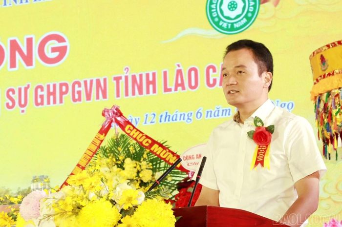 Phó Chủ tịch UBND tỉnh Giàng Quốc Hưng phát biểu tại buổi lễ.