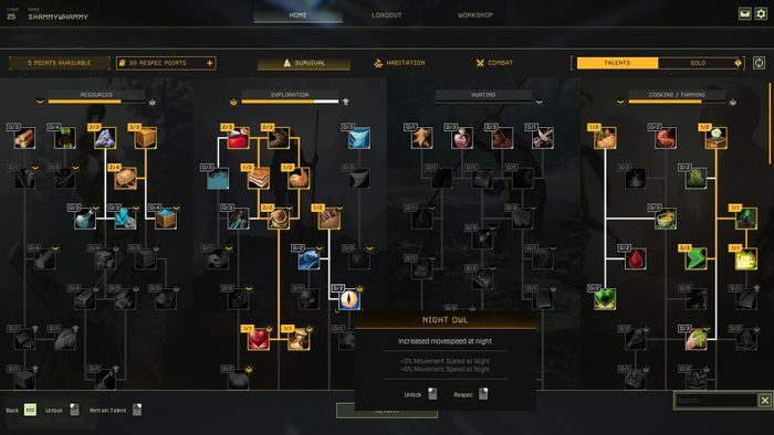 Giao diện cây kỹ năng đa dạng trong game Icarus