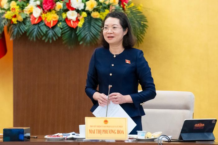 Phó Chủ nhiệm Ủy ban Pháp luật và Tư pháp Mai Thị Phương Hoa phát biểu. Ảnh: Phạm Thắng