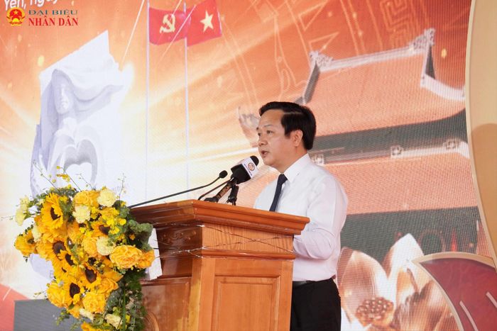Bí thư Tỉnh ủy Hưng Yên Phạm Quang Ngọc phát biểu đáp từ tại buổi lễ