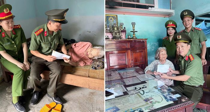 Công an xã Nông Sơn thăm, tặng quà 2 Mẹ Việt Nam anh hùng nhân kỷ niệm 79 năm Ngày thương binh - liệt sĩ.