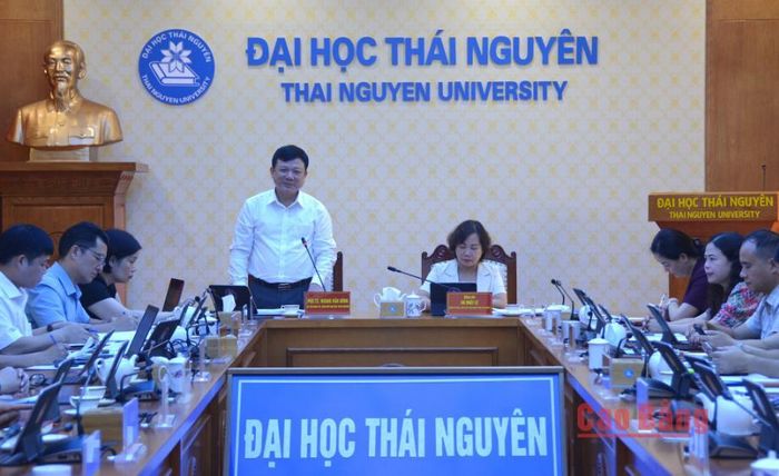 PGS, TS Hoàng Văn Hùng, Giám đốc Đại học Thái Nguyên phát biểu tại buổi làm việc.