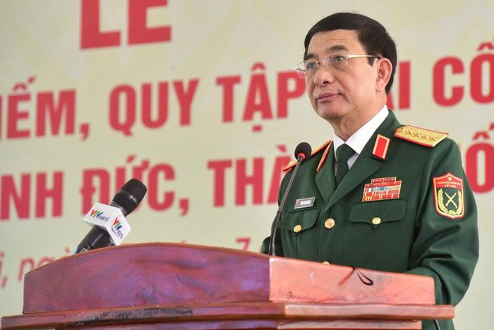 Đại tướng Phan Văn Giang phát biểu tại buổi lễ. (Ảnh: Lương Ý)