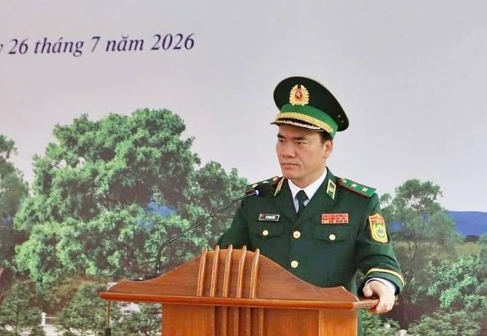 Trung tướng Vũ Trung Kiên, Ủy viên Trung ương Đảng, Tư lệnh Bộ đội Biên phòng phát biểu tại lễ khánh thành