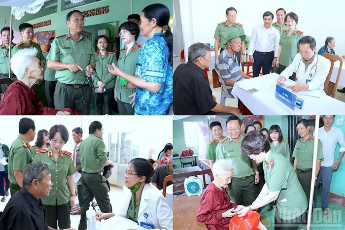Đoàn công tác Bệnh viện 30/4 Bộ Công an cùng Công an tỉnh Cà Mau tổ chức thăm hỏi, tặng quà các Mẹ Việt Nam Anh hùng và khám, cấp phát thuốc miễn phí trên địa bàn xã Trần Văn Thời.