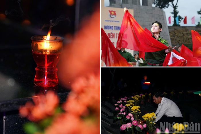 Lãnh đạo Thành ủy Thành phố Hồ Chí Minh dâng hoa, dâng hương và thắp những ngọn nến tri ân tại từng phần mộ liệt sĩ.