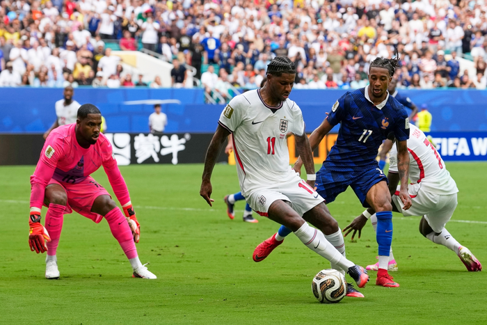 Rashford (số 11) trong màu áo đội tuyển Anh tại World Cup 2026. Ảnh: AP 