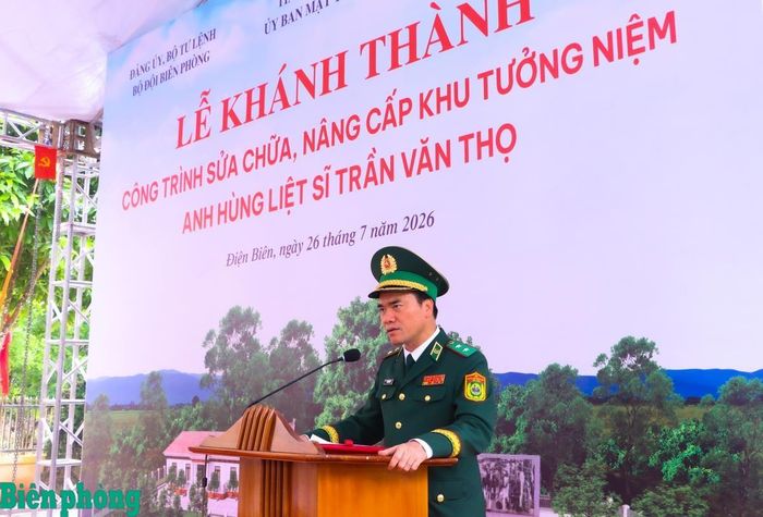 Trung tướng Vũ Trung Kiên, Ủy viên Ban Chấp hành Trung ương Đảng, Ủy viên Quân ủy Trung ương, Tư lệnh Bộ đội Biên phòng phát biểu tại Lễ khánh thành. Ảnh: Thanh Xuân
