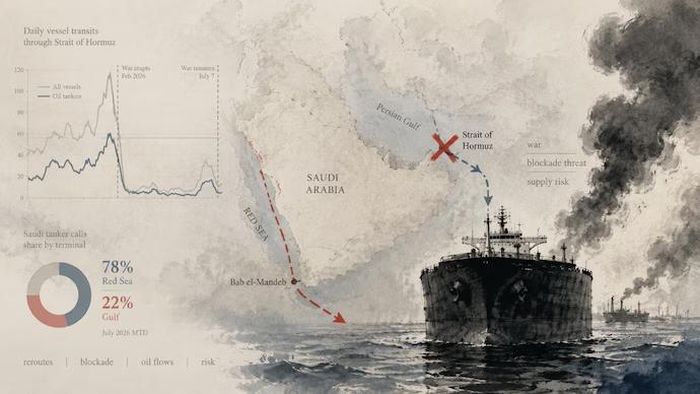 Việc xung đột Iran lan sang Biển Đỏ đã tạo thêm một cú sốc nguy hiểm cho thị trường dầu mỏ, làm gián đoạn quá trình phục hồi vốn đã mong manh của dòng chảy năng lượng. Nếu căng thẳng tiếp tục leo thang, kinh tế toàn cầu có thể sẽ tăng trưởng chậm lại. (Ảnh minh họa)