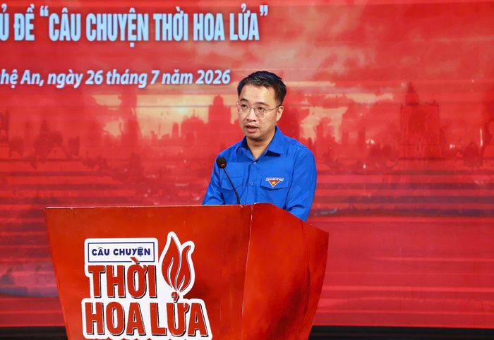 Anh Nguyễn Tường Lâm, Bí thư Trung ương Đoàn, Chủ tịch Trung ương Hội Liên hiệp Thanh niên Việt Nam phát biểu tại hội nghị.