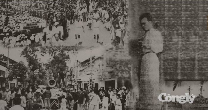 Luật sư Nguyễn Hữu Thọ đọc diễn văn phản đối sự can thiệp của Mỹ vào Sài Gòn.