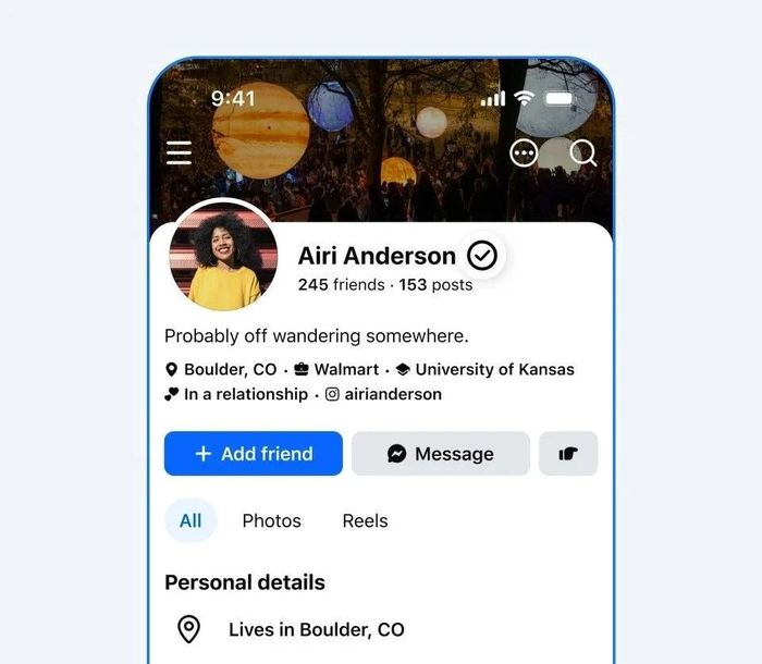Tài khoản người dùng có huy hiệu Facebook Verified. Ảnh: Meta.