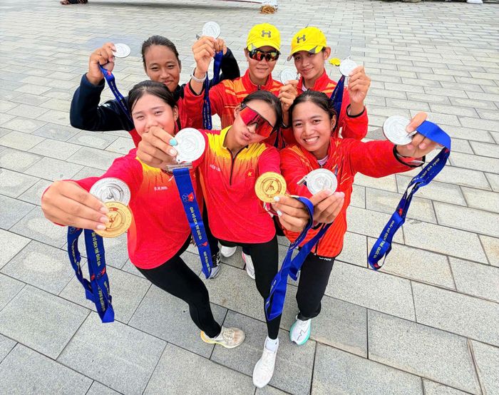 Đội tuyển đua thuyền Rowing Đà Nẵng có giải đấu thành công với thành tích giành 9 huy chương. Ảnh do nhân vật cung cấp