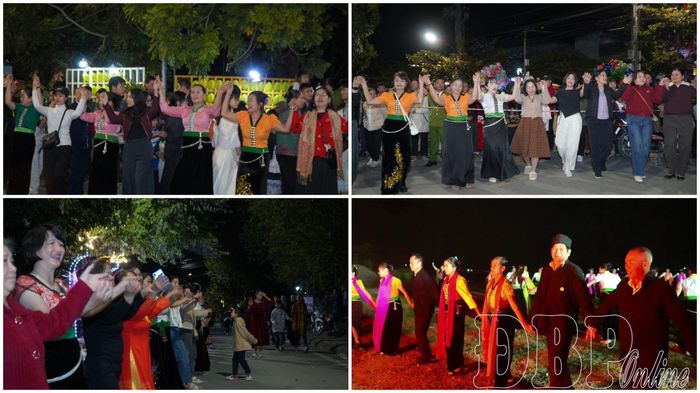 Nhân dân các dân tộc phường Mường Lay tham gia màn múa đồng diễn “Vũ điệu đoàn kết bên dòng Đà giang”.