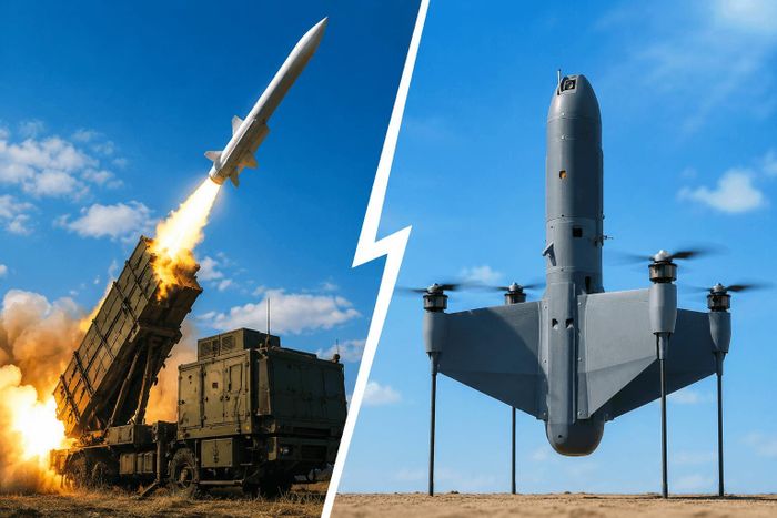 Tên lửa phòng không và drone đánh chặn trong cuộc đua bảo vệ bầu trời hiện đại. Ảnh: BĐ