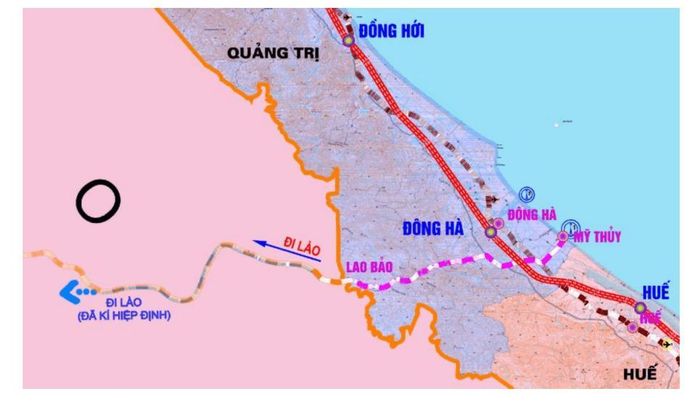Sơ họa hướng tuyến đường sắt Mỹ Thủy – Lao Bảo