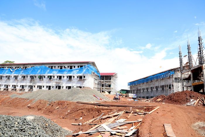 Hiện công trình tại xã Quảng Trực mới hoàn thành khoảng 67% khối lượng
