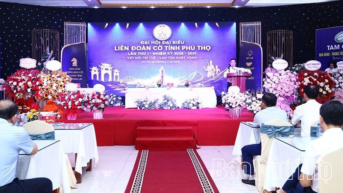 Chủ tịch Liên đoàn Cờ tỉnh Phú Thọ phát biểu nhận nhiệm vụ.