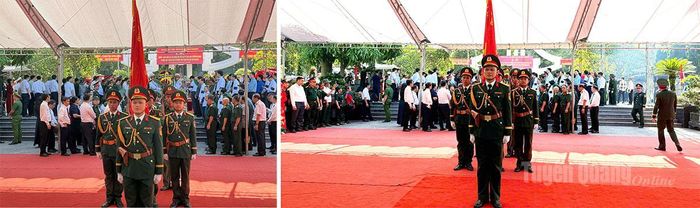 Chuẩn bị di chuyển hài cốt liệt sĩ. Ảnh: Thanh Hoài