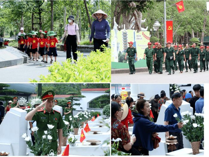 Từ những cựu binh, chiến sĩ công an đến những em học sinh đều trở về với tấm lòng thành kính, biết ơn đối với các anh hùng, liệt sĩ